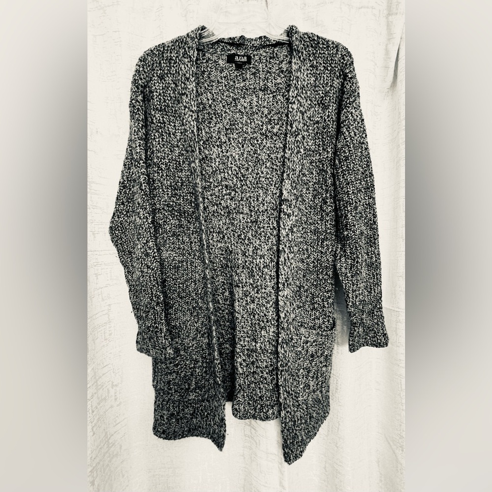 a.n.a Black and Gray Cardigan Sweater Open Front